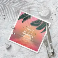 Tropical Isle Sunrise Love and Thanks Pink ID581 Napkins