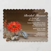 Orange Flower in Glass Jar Bridal Shower Invitation