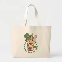 St Patricks Unicorn Large Tote Bag