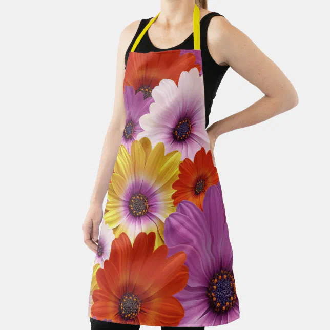 Colorful Floral Medley of African Daisies Flowers Apron