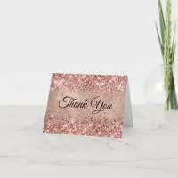 Glitter Rose Gold 50th Birthday Celebration Thank You Card