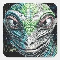 Reptilian Lizard Man Alien Extraterrestrial Being Square Sticker