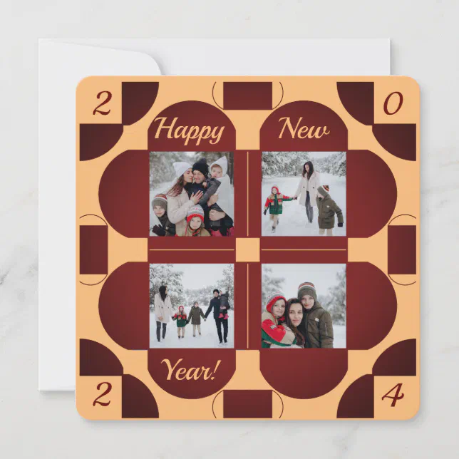 Geometric colorfu frames - 4 photos happy new year holiday card
