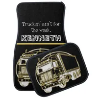 Luxury Gold Semi-Truck Image Car Floor Mat