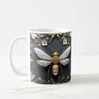 Art Nature Honeybee Gold Floral Intricate Design  Coffee Mug