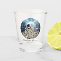 Hallowen Gothic Skulls Tarot The Lovers Wedding Shot Glass