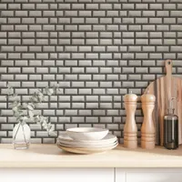 Gray Beveled Subway Tile Wallpaper