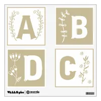 White & Taupe Neutral Baby Alphabet Blocks Nursery Wall Decal