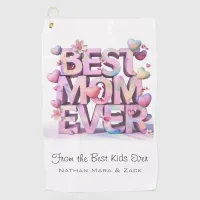 *~ BEST MOM EVER Mother Day Hearts Flowers AP72 Golf Towel