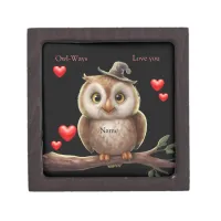 Cute little Funny Owl with love Hearts Gift Box