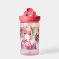 Anime Girl Holding a Butterfly Personalized Water Bottle