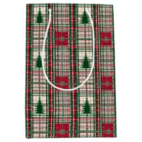 Red and Green Christmas Plaid Medium Gift Bag