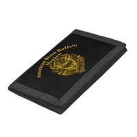 Stylized Gold Bison Illustration in Nature Setting Trifold Wallet