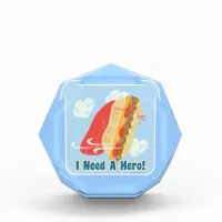 I Need A Hero Sandwich Fun Caped Cartoon Acrylic Award