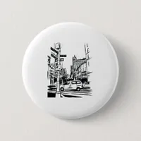 New York City Black and White Urban Street Scene Button