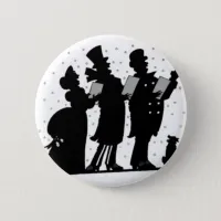 Black and White Christmas Caroler Button