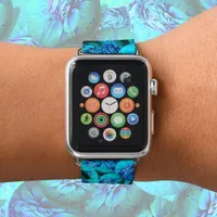 Abstract turquoise and blue planets apple watch band