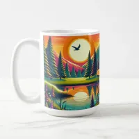 Retro Disc Golf Sunset and Trees Coffee Mug