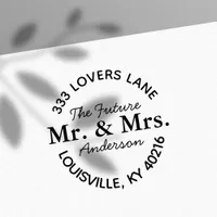 Future Mr & Mrs Engagement Round Return Address Self-inking Stamp