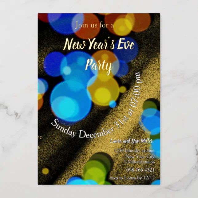 New Year’s Eve party multicolor Foil Invitation