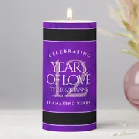 Elegant 12th Silk Wedding Anniversary Celebration Pillar Candle