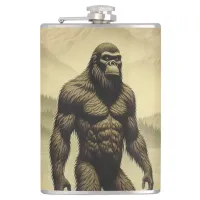 Vintage Bigfoot in the Mountains and Pines Flask