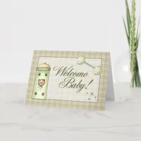 Whimical Plaid Welcome Baby Announcement