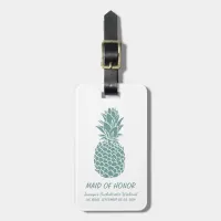 Girly Teal Glitter Pineapple Bachelorette Party Luggage Tag