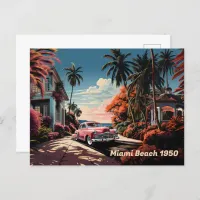 1950s Miami Beach garden villa Holiday Postcard