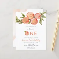 Budget One Sweet Peach First Birthday Invitation