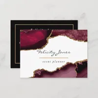 Burgundy and Gold Geode Agate Stone Business Card