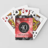 Elegant 40th Ruby Wedding Anniversary Celebration Playing Cards