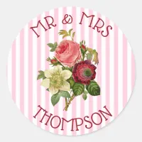 Personalized Mr & Mrs Roses  Floral Chic Stickers