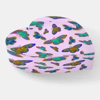 Colorful butterflies on baby pink  paperweight