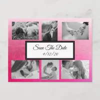 Gradient Pink Photo Save the Date Postcard