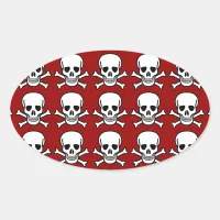 Skull and Crossbones Oval Sticker