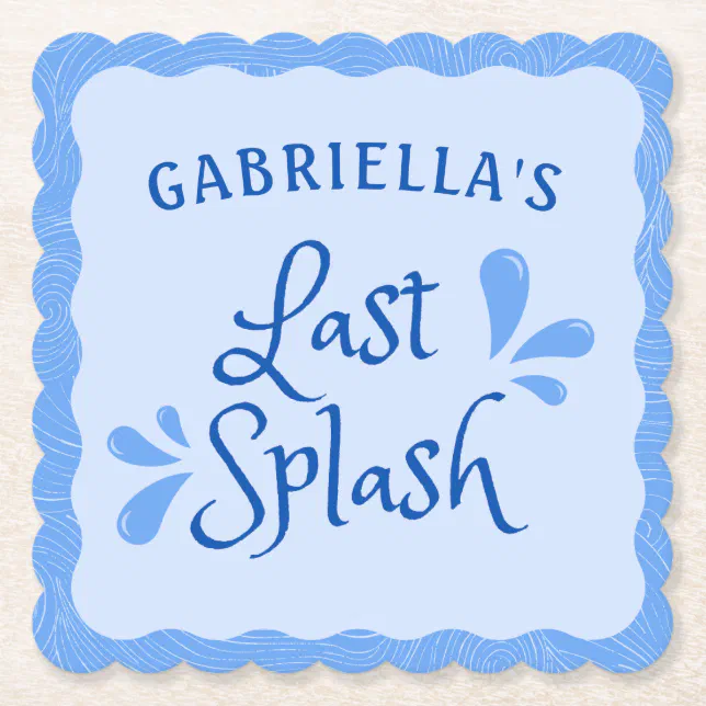 Fun Personalized "Last Splash" Bachelorette Party  Paper Coaster