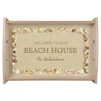 Beach House Seashells Sand Personalized Serving Tray