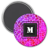 Purple and Pink Leopard Print Monogram  Magnet