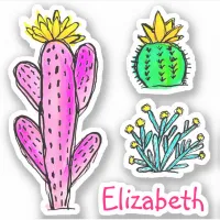 Flowering Cactus Watercolor Colorful Vinyl Decal