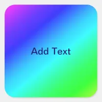 Diagonal Rainbow Gradient Blue to Green Square Sticker