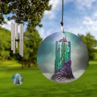 Cosmic Gemstone and Glass \|/ Universe AI Art Wind Chime