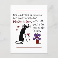Wine for Mother's Day Postcard