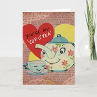 Cup of Tea Vintage Valentine Holiday Card