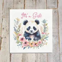 Panda Bear in Flowers Girl's It's a Girl Napkins