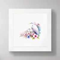 Tropical Egret Bird Coastal Mini Art  Framed Art