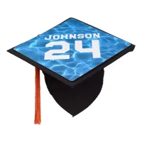 Blue Swimming Pool  Photo Solid Sports Number Graduation Cap Topper