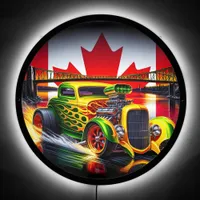 Hot rod with flames beside a Canadian sunset  LED Sign