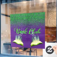 Green Glitter on Purple - Book Club | Window Cling