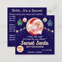 Secret Santa Gift Exchange Blue Party Small Invite